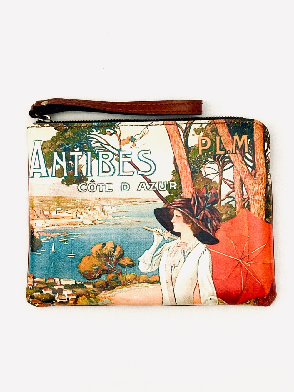 Patricia Nash ‘Antibes Côte d'Azur’ French Art Print Leather Cassini Wristlet